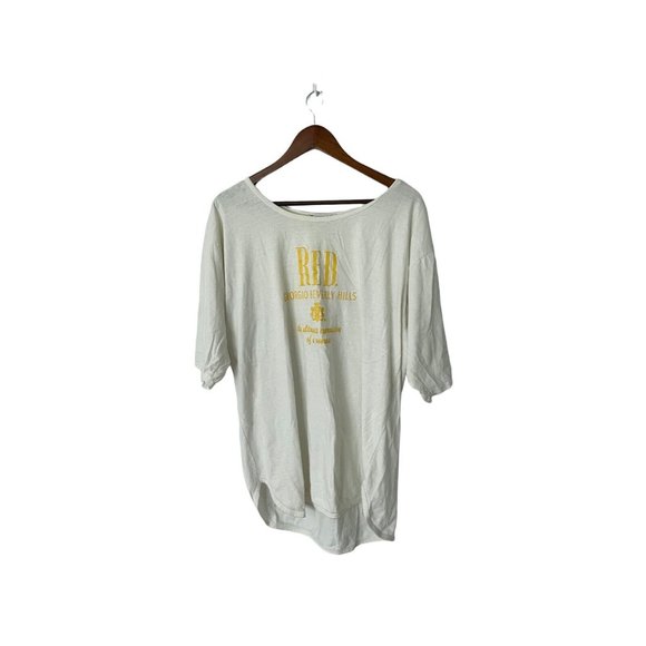 Vintage Giorgio Beverly Hills Red Tee T Shirt Women One Size OS White Gold Logo